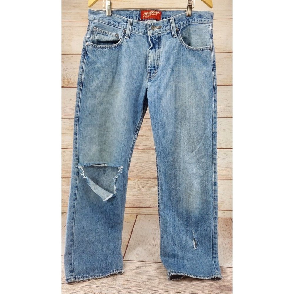 Vintage Unisex Arizona 33x29 Original Straight Jeans Retro Distressed Faded Jean